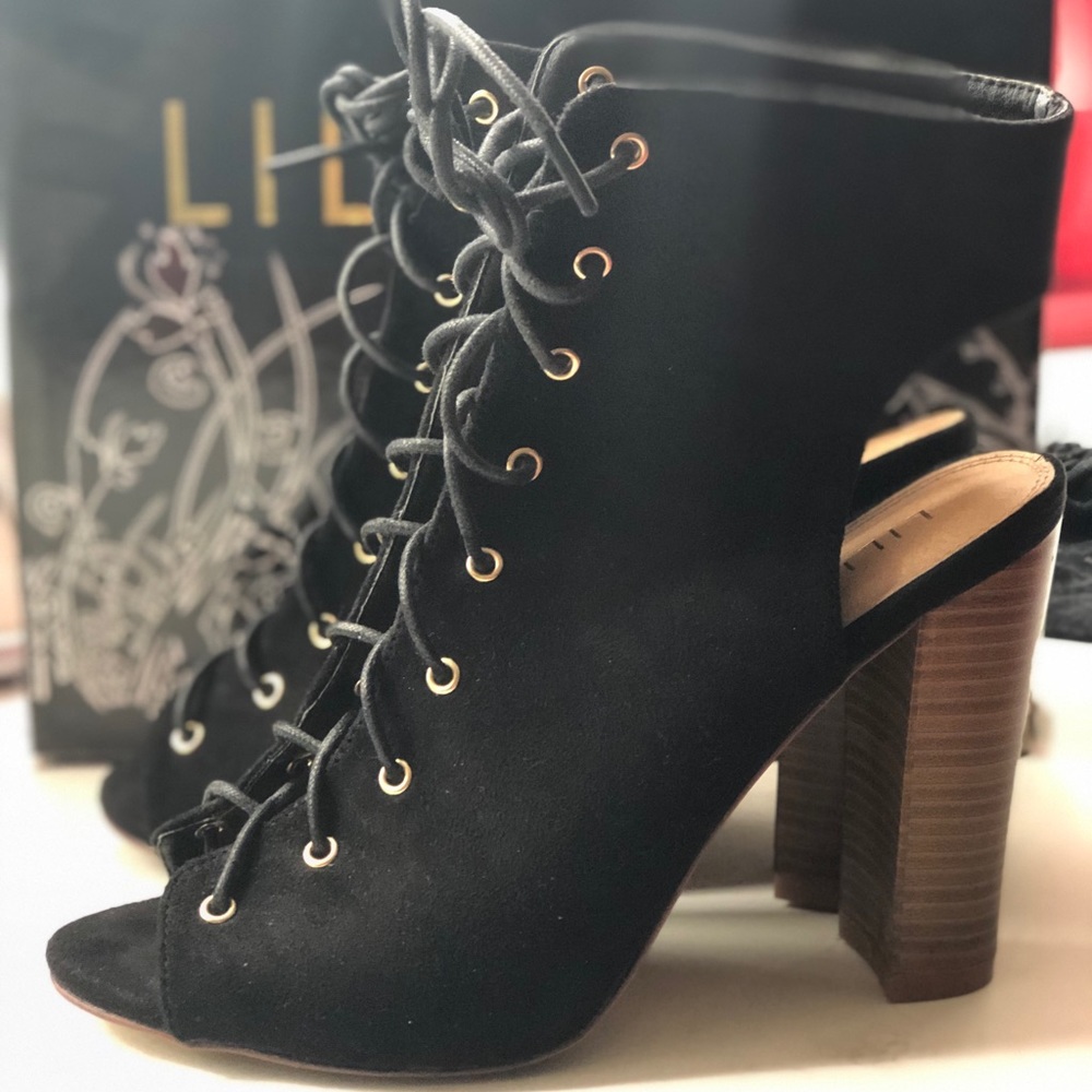 Liliana Suede Cutout Lace Up Heel